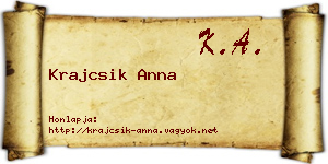 Krajcsik Anna névjegykártya